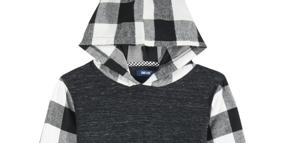 Univibe Big Boy's Lewiston Colorblocked Mix-Media Hooded Shirt Gray Size Large