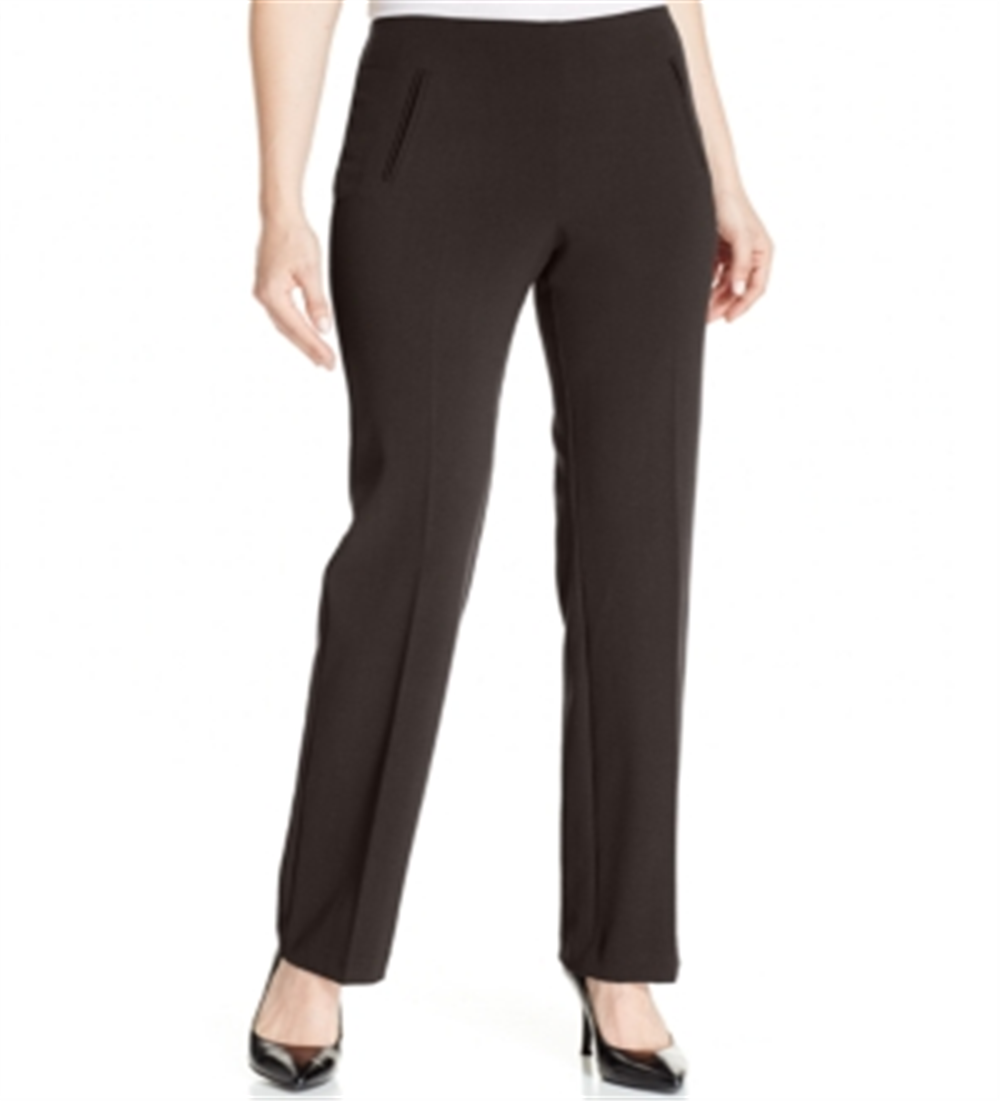 Style & Co Women's Straight Leg Tummy-Control Pants Brown Size 10 Petite