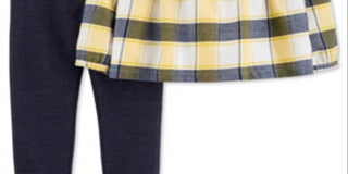 Carter's Baby Girl's 2 Pc Plaid Flannel Top & Jeggings Set Blue Size 12M