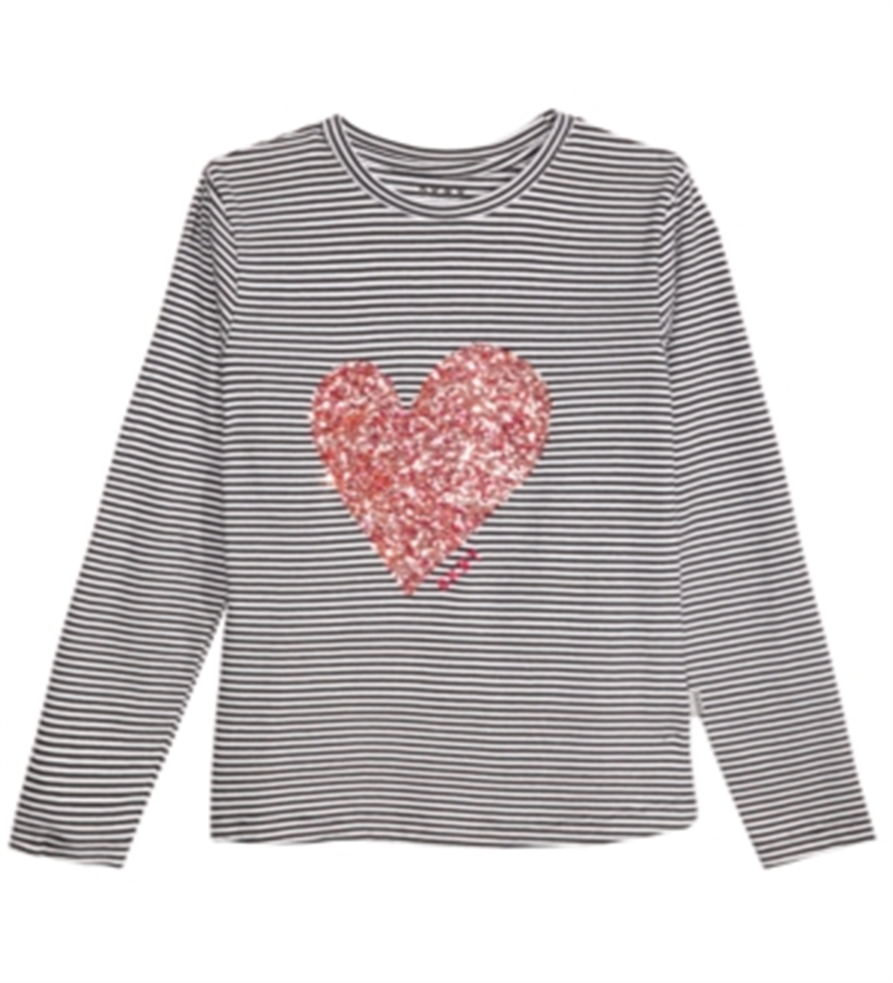 DKNY Big Girl's Confetti Heart Lace up T-Shirt Black Size 12