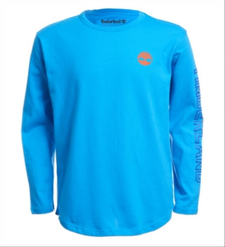 Timberland Boy's Tree Accent Logo Sleeve Bill Long Sleeve Tee Blue Size M