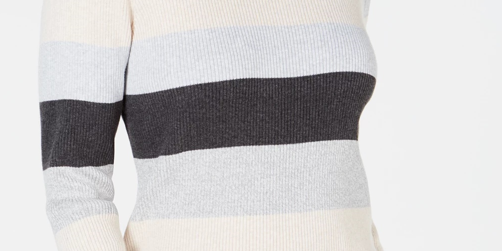 Karen Scott Women's Ribbed Color Block Long Sleeve Turtle Neck Sweater Gray Size XX-Large