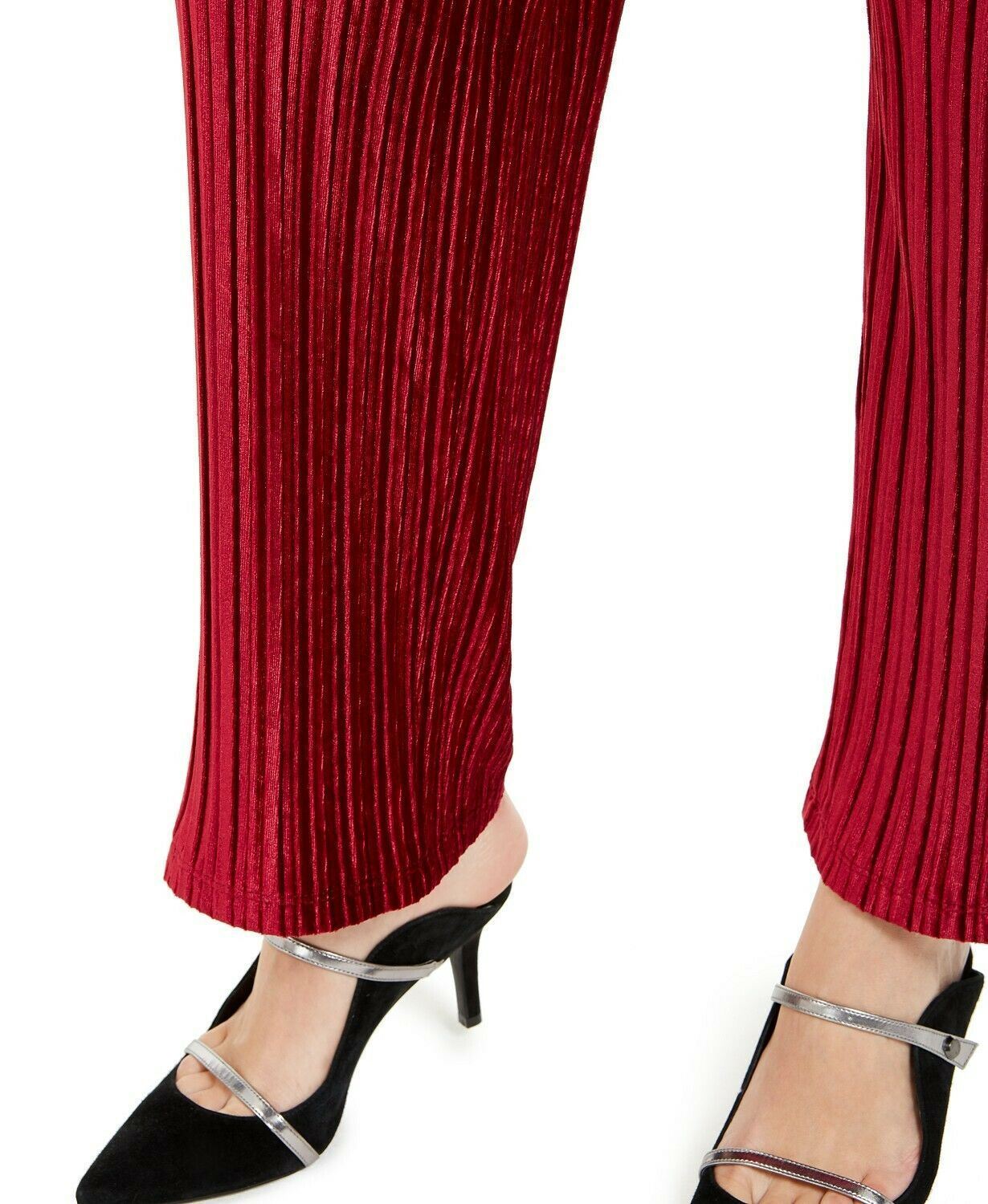 Alfani Women's Pleated Velvet Pants Red Size Petite S