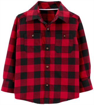 Carter's Toddler Boy's Plaid Twill Button Front Shirt Red Size 5T
