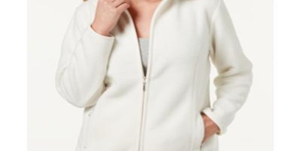 Karen Scott Women's Zeroproof Fleece Jacket Eggshell Size Petite S