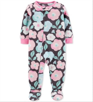 Carter's Baby Girl's Floral Fleece Footed Pajamas Grey Size 18MOS