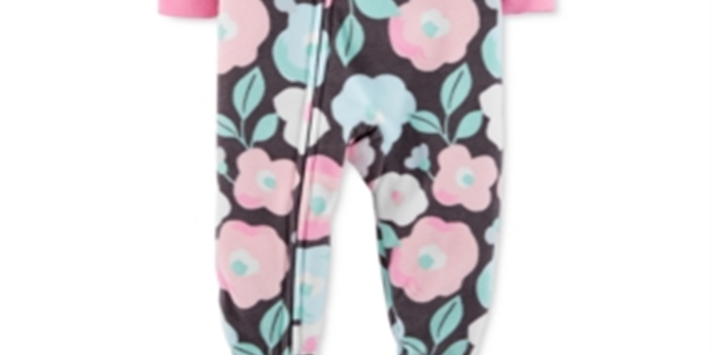 Carter's Baby Girl's Floral Fleece Footed Pajamas Grey Size 18MOS