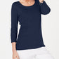 Karen Scott Women's Cotton Scoop-Neck Top  Navy Size Petite Small