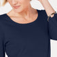 Karen Scott Women's Cotton Scoop-Neck Top  Navy Size Petite Small