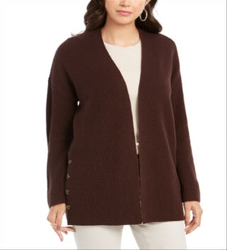 Style & Co Women's Open Front Button Trim Cardigan Brown Size PP