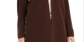 Style & Co Women's Open Front Button Trim Cardigan Brown Size PP