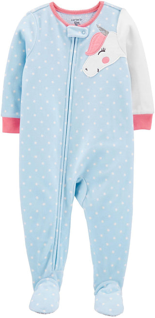 Carters Baby Girl's Unicorn Dots Pajamas Light Blue Size 24MOS