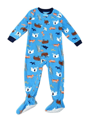 Carter's Toddler Boy's 1 Pc Animal Print Fleece Footie Pajamas Blue Size 5T