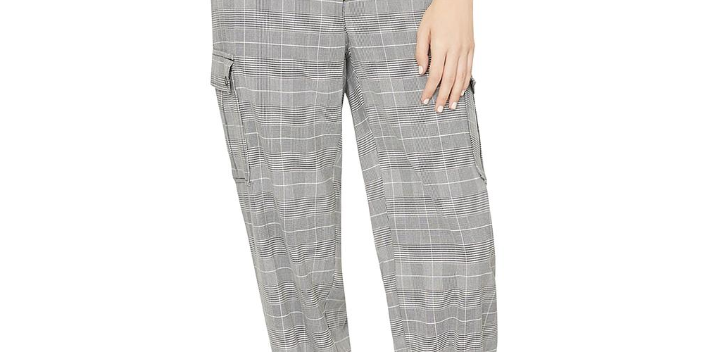 Sanctuary Women's the Commander Houndstooth Cargo Casual Pants Black -White Size 26