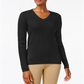 Karen Scott Women's Ribbed Knit Cotton Sweater Black Size Petite Large