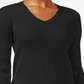 Karen Scott Women's Ribbed Knit Cotton Sweater Black Size Petite Large