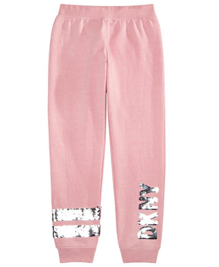 DKNY Big Girl's Flip-Sequin Fleece Jogger Pants Pink Size Large