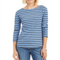 Charter Club Women's Printed 3/4 Sleeve Top Blue Size -Petite S/M