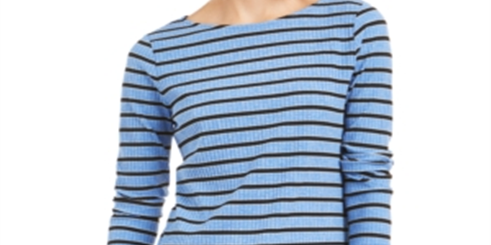Charter Club Women's Printed 3/4 Sleeve Top Blue Size -Petite S/M