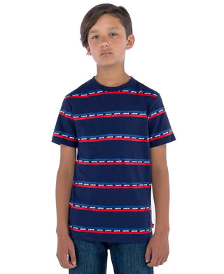 Levi's Big Boy's Logo Stripe T-Shirt Blue Size Medium