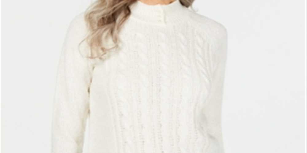 Karen Scott Women's Cable Knit Sweater White Size Petite XL