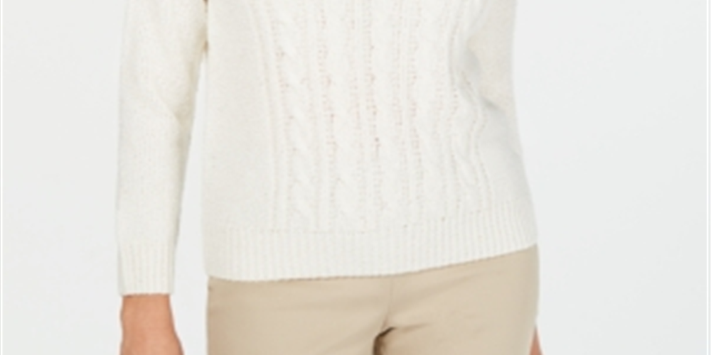 Karen Scott Women's Cable Knit Sweater White Size Petite XL