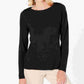 Karen Scott Women's Solid Long Sleeve Crew Neck T-Shirt Top Black Size Petite X-Large