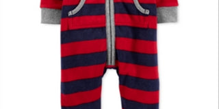 Carter's Baby Boy's Striped Fleece Coverall Red Size 6MOS