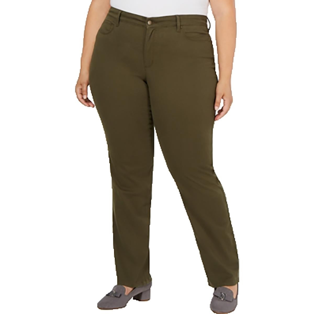 Charter Club Women's Plus Corduroy High Rise Straight Leg Jeans Brown Size 14W