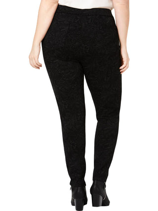Style & Co Women's Plus Printed Mid Rise Leggings Black Size 14W