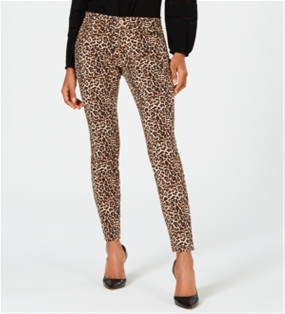 INC International Concepts Women's Animal Print Mid Rise Skinny Jeans Leopard Skin Size 8 Petite