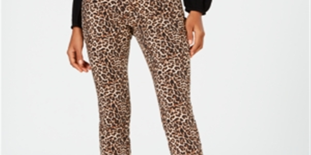 INC International Concepts Women's Animal Print Mid Rise Skinny Jeans Leopard Skin Size 8 Petite
