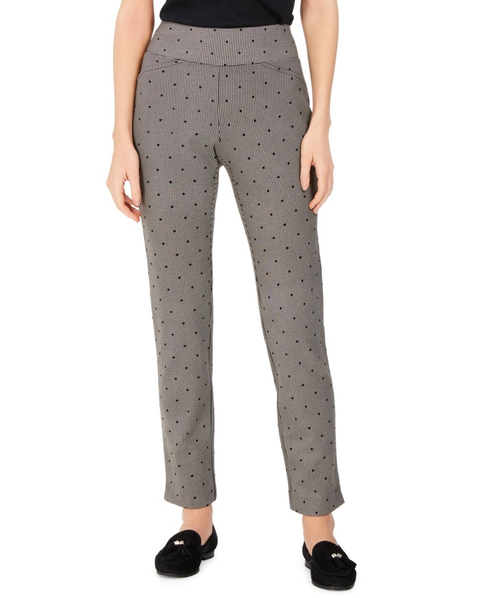 Charter Club Women's Dot Print Pull On Pants Black Size 12