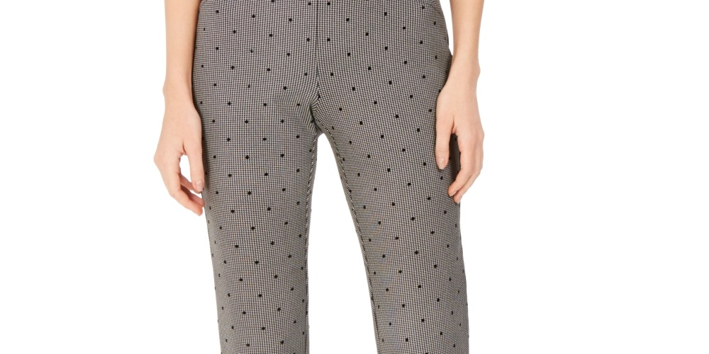 Charter Club Women's Dot Print Pull On Pants Black Size 12