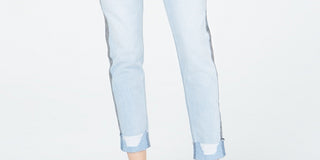 Rewash Junior's Ripped Herringbone Contrast Skinny Jeans Blue Size 11