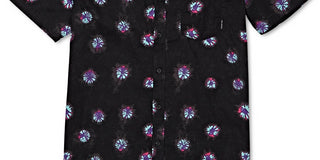 Billabong Men's Sundays Print Short Sleeve Button Down Shirt Black Size Small