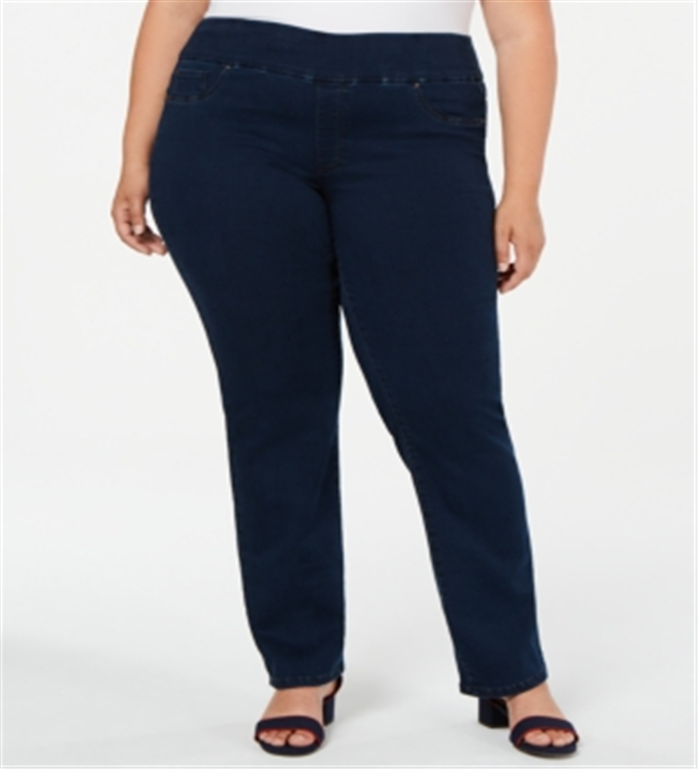 Charter Club Women's Plus Straight Leg Pull on Jeans Navy Size 28 W