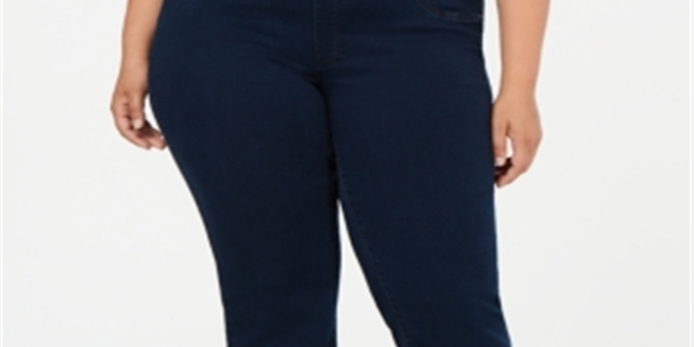 Charter Club Women's Plus Straight Leg Pull on Jeans Navy Size 28 W