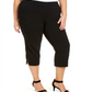 JM Collection Women's Plus Embellished Pull on Capri Pants Black Size 0X