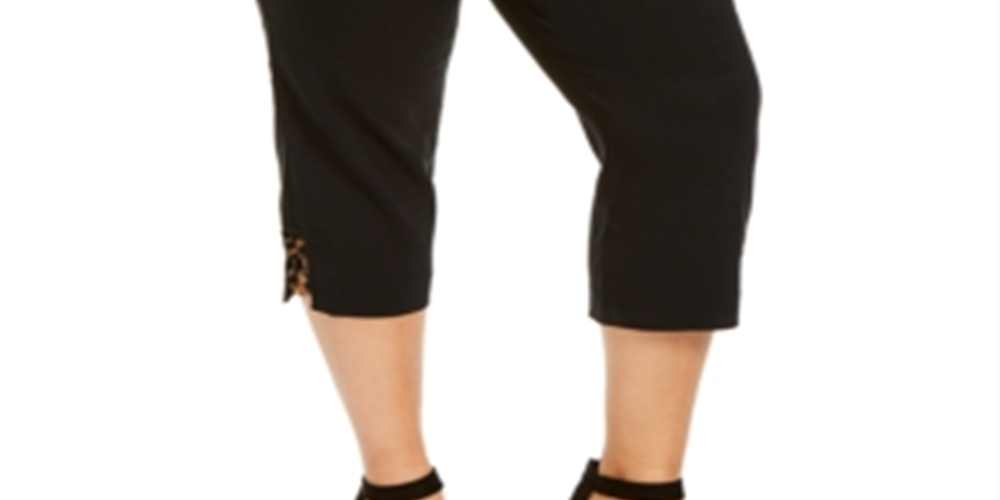 JM Collection Women's Plus Embellished Pull on Capri Pants Black Size 0X