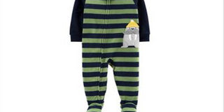 Carter's Boy's Stripe Walrus Fleece Footie Blue Size 18MOS