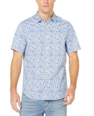 Nautica Men's Sail Collection Floral Print Oxford Short Sleeve Shirt White Size Small