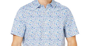 Nautica Men's Sail Collection Floral Print Oxford Short Sleeve Shirt White Size Small
