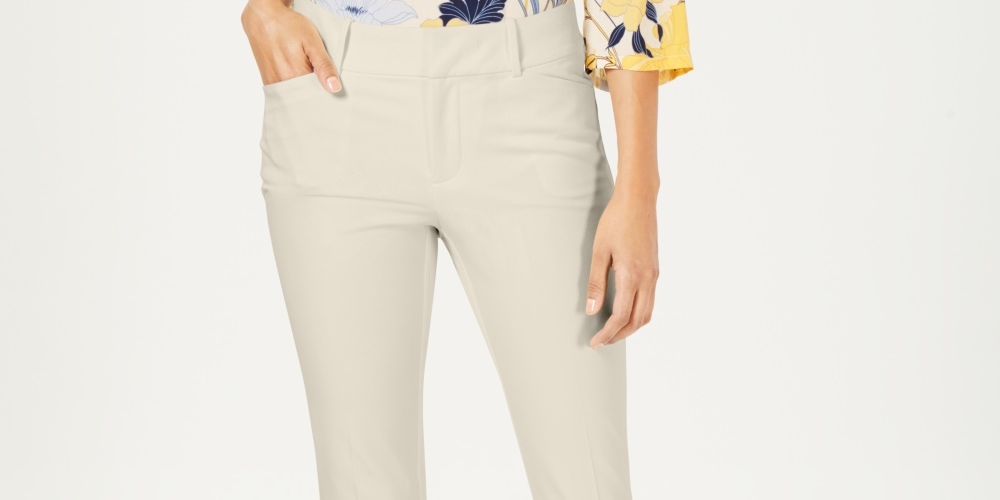 Charter Club Women's Solid Newport Slim Leg Pants  Lt Beige Size 6P
