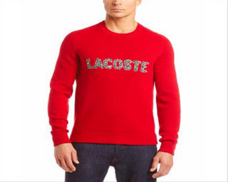 Lacoste Men's Croco Magic Embroidery Wool Blend Sweater Red Size -3/S