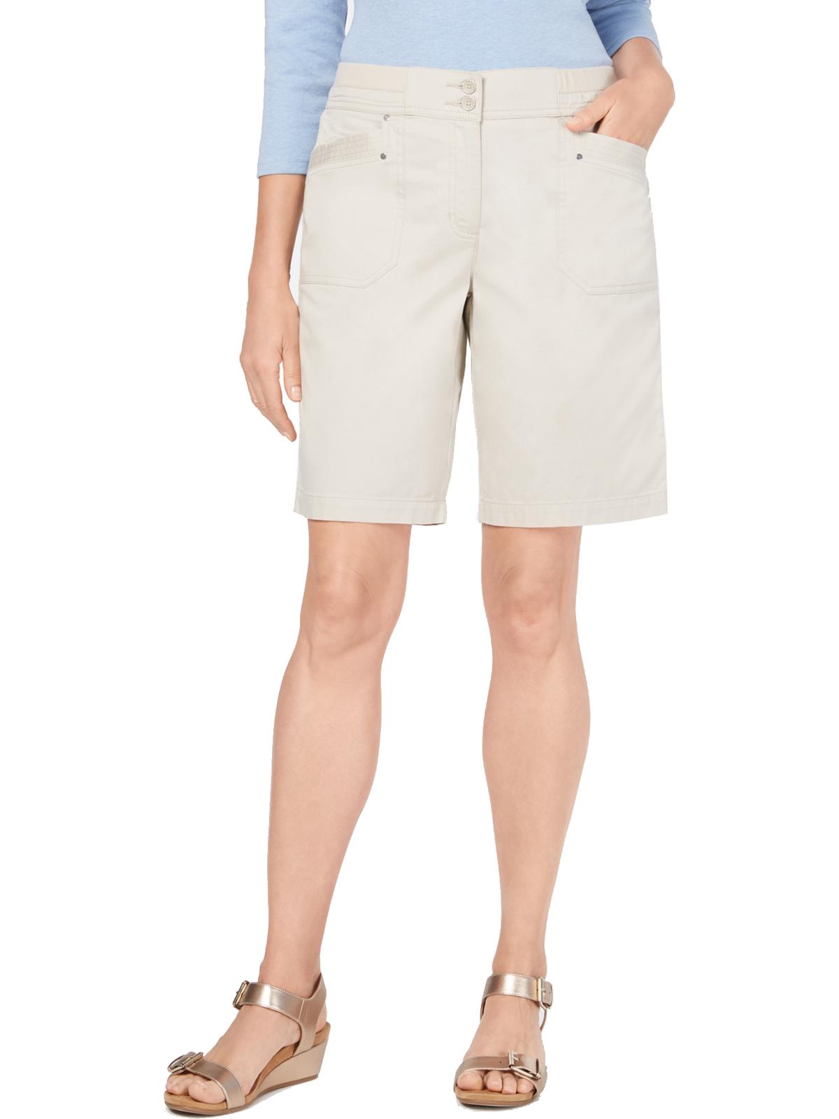 Karen Scott Women's Knit Waistband Bermuda Shorts Gray Size 16