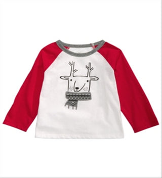 First Impressions Baby Boy's Reindeer Print T-Shirt White Size 3-6MOS