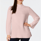 Charter Club Women's Patterned Mock Turtleneck Sweater Pink Size Petite L