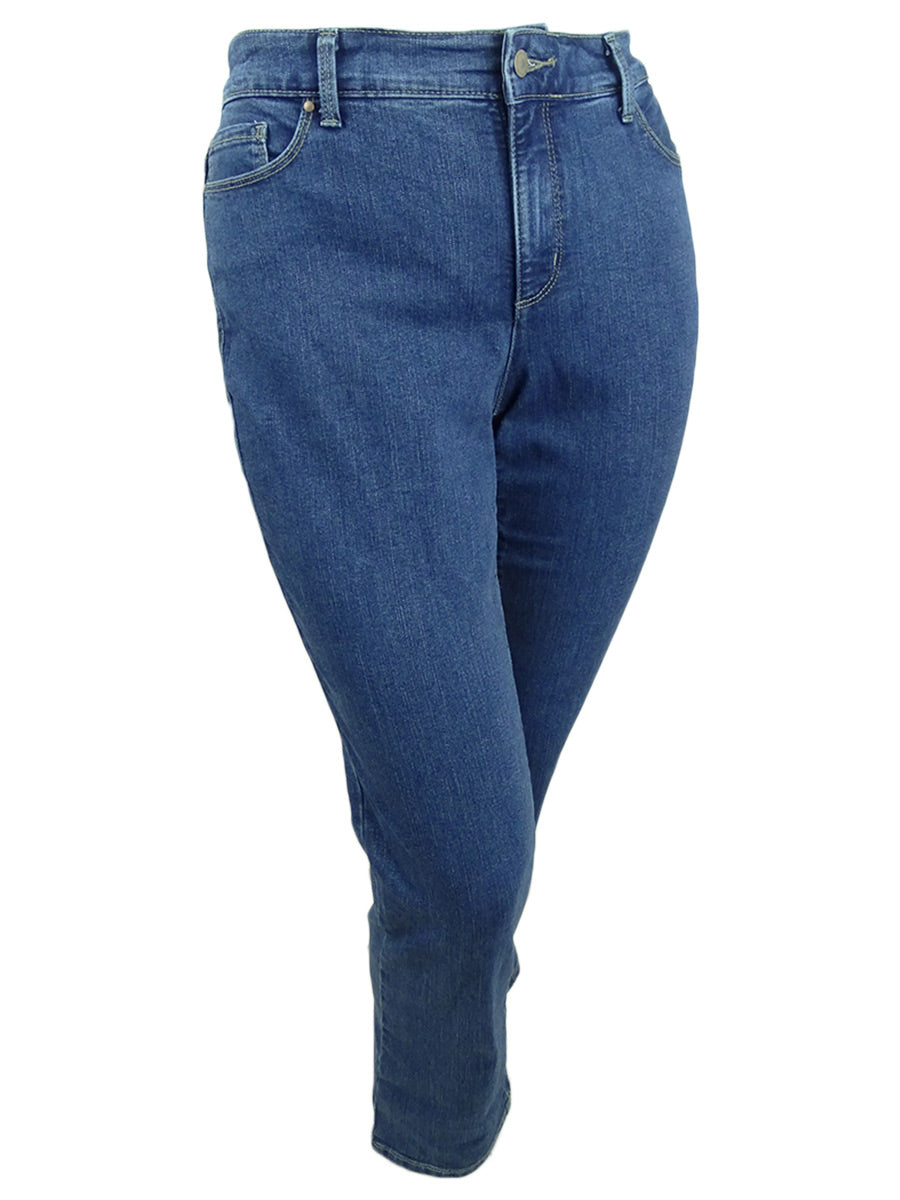 Charter Club Women's Plus Lexington Tummy Control Straight-Leg Jeans Blue Size 14 W