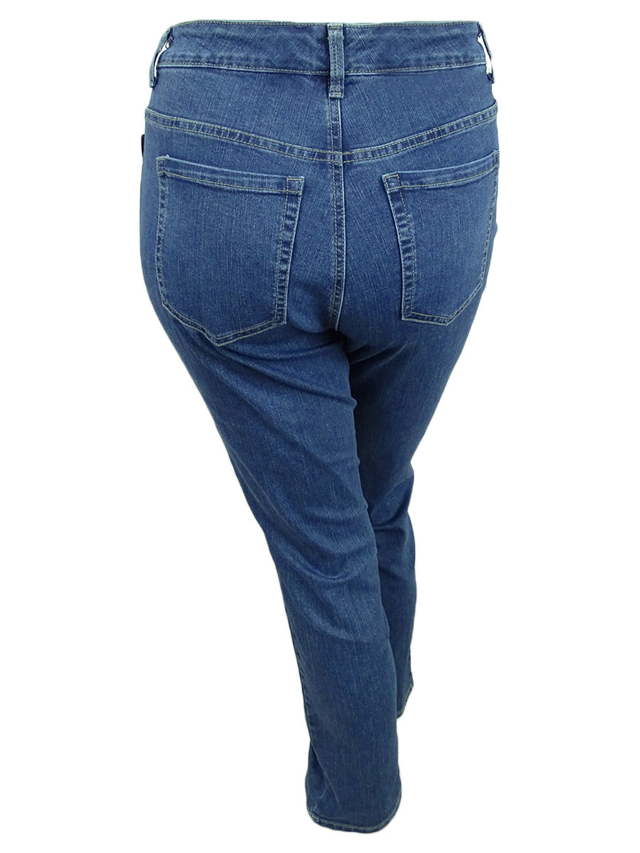 Charter Club Women's Plus Lexington Tummy Control Straight-Leg Jeans Blue Size 14 W
